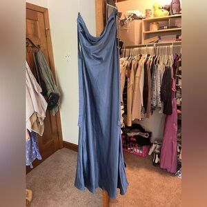 Princess Polly blue satin strapless dress size 6